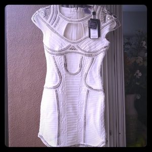 HERVE LEGER VIVEKA ALABASTER DRESS